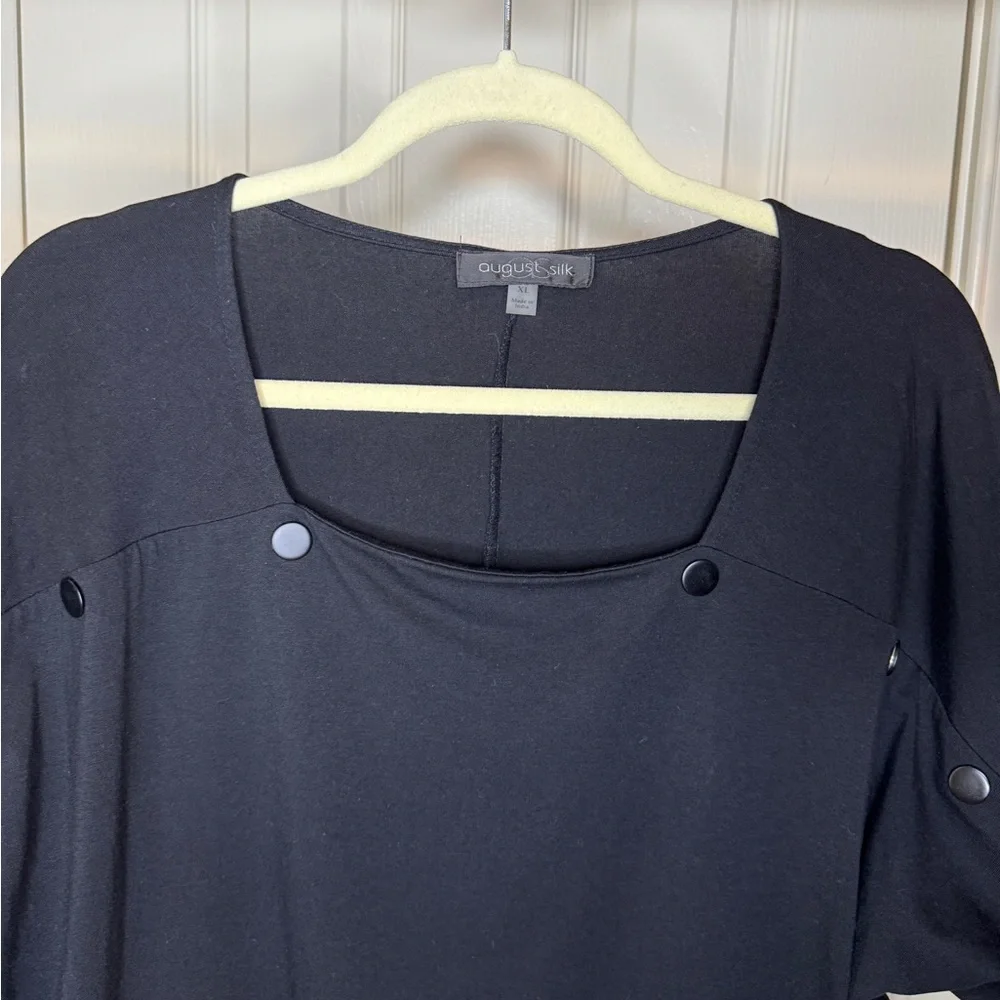 August Silk black short sleeve top women size X-Large - Picture 2 of 8